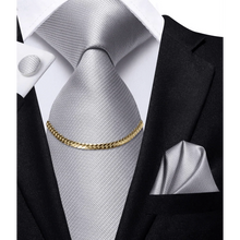Load image into Gallery viewer, Business Black Silk Necktie Chain Classic Tie Square Handkerchief Elegant Cufflink Wedding Formal Neckties For Men
