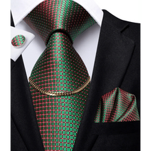 Load image into Gallery viewer, Business Black Silk Necktie Chain Classic Tie Square Handkerchief Elegant Cufflink Wedding Formal Neckties For Men
