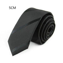 Load image into Gallery viewer, Business Black Skinny Ties Polyester Silk Necktie For Men Washable Formal Office Simple Design Necties Solid Color Skinny Tie Slim Necktie For Men
