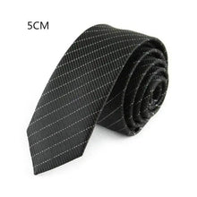Load image into Gallery viewer, Business Black Skinny Ties Polyester Silk Necktie For Men Washable Formal Office Simple Design Necties Solid Color Skinny Tie Slim Necktie For Men

