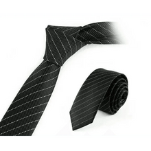 Load image into Gallery viewer, Business Black Skinny Ties Polyester Silk Necktie For Men Washable Formal Office Simple Design Necties Solid Color Skinny Tie Slim Necktie For Men
