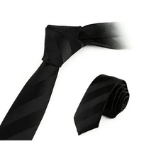 Load image into Gallery viewer, Business Black Skinny Ties Polyester Silk Necktie For Men Washable Formal Office Simple Design Necties Solid Color Skinny Tie Slim Necktie For Men
