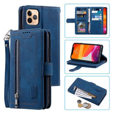 Load image into Gallery viewer, Business Blue New Cards Flip Leather Case For iPhone 14 13 12 11 Pro Max 10 X 6 6s 7 8 Plus XR XS Max Multifunctional Wallet Phone Case  Multi-Card Wallet Leather iphone Case

