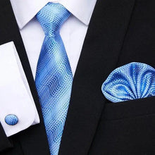 Load image into Gallery viewer, Business Men Silk Necktie Cufflinks Set Luxury Design Necktie With Handkerchief Necktie For Casual And Daily Wear Classic Men Flower Ties Wedding Handkerchief Cufflinks Set
