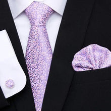 Load image into Gallery viewer, Business Men Silk Necktie Cufflinks Set Luxury Design Necktie With Handkerchief Necktie For Casual And Daily Wear Classic Men Flower Ties Wedding Handkerchief Cufflinks Set
