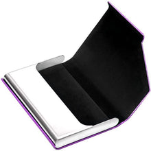 Load image into Gallery viewer, Business Name Card Holder Luxury PU Leather and Stainless Steel Multi Card Case
