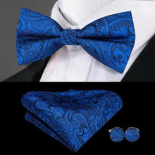 Load image into Gallery viewer, Business Red Color Butterfly Bow Tie Pocket Square Cufflinks Suit Set For Men Adjustable Self Bowtie Formal Bowtie Set Solid Color Necktie Silk Bow Tie Pocket Square Cuff Links
