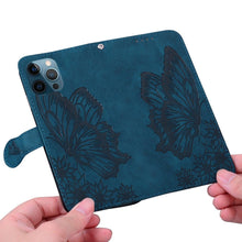 Load image into Gallery viewer, Butterfly Leather Flip Cover For iPhone 14  X XS XR 13 12 11 Pro Max 12 MINI Phone Wallet Case PU Leather Wallet Case Butterfly Flower Pattern Design Magnetic Flip Case Shockproof Protective Cover
