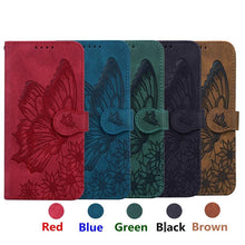 Load image into Gallery viewer, Butterfly Leather Flip Cover For iPhone 14  X XS XR 13 12 11 Pro Max 12 MINI Phone Wallet Case PU Leather Wallet Case Butterfly Flower Pattern Design Magnetic Flip Case Shockproof Protective Cover
