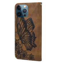 Load image into Gallery viewer, Butterfly Leather Flip Cover For iPhone 14  X XS XR 13 12 11 Pro Max 12 MINI Phone Wallet Case PU Leather Wallet Case Butterfly Flower Pattern Design Magnetic Flip Case Shockproof Protective Cover
