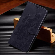 Load image into Gallery viewer, Butterfly Leather Flip Cover For iPhone 14  X XS XR 13 12 11 Pro Max 12 MINI Phone Wallet Case PU Leather Wallet Case Butterfly Flower Pattern Design Magnetic Flip Case Shockproof Protective Cover

