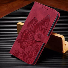 Load image into Gallery viewer, Butterfly Leather Flip Cover For iPhone 14  X XS XR 13 12 11 Pro Max 12 MINI Phone Wallet Case PU Leather Wallet Case Butterfly Flower Pattern Design Magnetic Flip Case Shockproof Protective Cover

