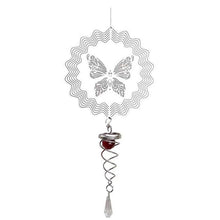 Load image into Gallery viewer, Butterfly Wind Spinner Hanging With Gazing Ball Spiral Tail 3D Metal Rotating Outdoor Stainless Steel Butterfly Metal Wind Chime Christmas Pendant Hanging Spiral Wind-chimes Garden Yard Home Decor

