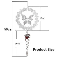 Load image into Gallery viewer, Butterfly Wind Spinner Hanging With Gazing Ball Spiral Tail 3D Metal Rotating Outdoor Stainless Steel Butterfly Metal Wind Chime Christmas Pendant Hanging Spiral Wind-chimes Garden Yard Home Decor

