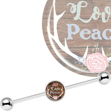Load image into Gallery viewer, 14G Joy Love Peace Antlers Industrial Barbell 37mm
