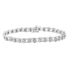 Load image into Gallery viewer, .925 Sterling Silver 1/4 cttw Miracle Set Diamond Sleek and Open "V"Bracelet (I-J Color, I3 Clarity) -7.5"
