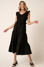 Load image into Gallery viewer, Smocked Ruffled Tiered Midi Dress – Feminine, Romantic, Flattering and Playful Design &amp; Whimsical Style
