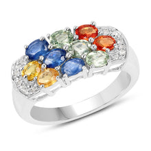 Load image into Gallery viewer, 2.05 Carat Genuine Multi Sapphire .925 Sterling Silver Ring
