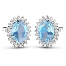 Load image into Gallery viewer, 2.36 Carat Genuine Aquamarine and White Diamond 14K White Gold Earrings
