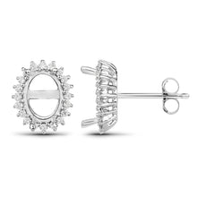 Load image into Gallery viewer, 0.26 Carat Genuine White Diamond 14K White Gold Semi Mount Earrings - holds 8x6mm Oval Gemstones
