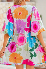 Load image into Gallery viewer, Modern Floral Print Tie Neck Dress Elegant &amp; Timeless Colorful Dress
