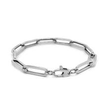 Load image into Gallery viewer, 14K White Gold Extra Wide Paperclip Chain Bracelet
