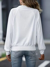 Load image into Gallery viewer, Simple White Zip Up Collared Neck Raglan Sleeve Jacket Comfortable Versatile Casual Women Wear
