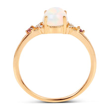 Load image into Gallery viewer, 0.57 Carat Genuine Opal Ethiopian, Pink Tourmaline &amp; White Diamond 14K Yellow Gold Ring
