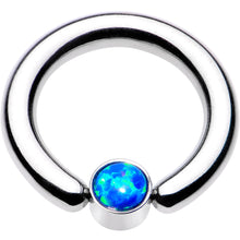 Load image into Gallery viewer, 8G 1/2 Aqua Faux Opal 5mm Disc BCR Captive Ring
