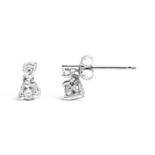 Load image into Gallery viewer, 14K White Gold 1/4 Cttw Double Diamond Drop and Dangle Stud Earrings (H-I Color, SI1-SI2 Clarity)
