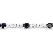 Load image into Gallery viewer, 6.21 Carat Genuine Blue Sapphire and White Zircon .925 Sterling Silver Bracelet

