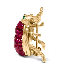 Load image into Gallery viewer, 18K Yellow Gold 3/8 Cttw Diamond and 6 3/4 Cttw Red Ruby Bumblebee Brooch Pin (F-G Color, VS2-SI1 Clarity)
