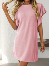 Load image into Gallery viewer, Ruffled Round Neck Short Sleeve Dress Feminine Simple Classic Dress Breathable And Comfy Dress
