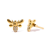 Load image into Gallery viewer, 10K Yellow Gold Diamond Accented Bumble Bee Stud Earring (H-I Color, I1-I2 Clarity)
