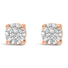 Load image into Gallery viewer, .925 Sterling Silver 1/10 Cttw Round Brilliant-Cut Lab Grown Diamond Miracle-Set Stud Earrings (F-G Color, VS1-VS2 Clarity)
