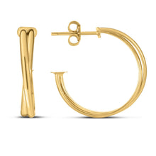Load image into Gallery viewer, 14k Yellow Gold Large Crossover Hoops
