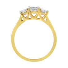 Load image into Gallery viewer, 10K Yellow Gold Princess-Cut Diamond Three Stone Band Ring (1 Cttw, J-K Color, I1-I2 Clarity) - Size 6
