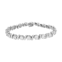 Load image into Gallery viewer, 14K White Gold 5 1/4 cttw Diamond S-Link Floral Cluster Tennis Bracelet (I-J Clarity, SI2-I1 Color) - Size 7"
