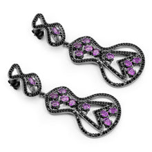 Load image into Gallery viewer, 5.30 Carat Genuine Amethyst and Black Spinel .925 Sterling Silver Earrings
