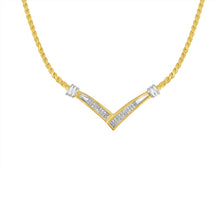 Load image into Gallery viewer, 10K Yellow and White Gold 1/2 Cttw Princess Cut Diamond Channel-Set â€œVâ€ Shape 18" Franco Chain Necklace (H-I Color, SI2-I1 Clarity)
