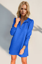 Load image into Gallery viewer, Double Take Textured Zip Long Sleeve Dress Classic Zip-Up Dress for Women Comfortable Outdoor Dress
