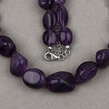 Load image into Gallery viewer, Amethyst Beaded Necklace, Genuine Raw Amethyst Beads Necklace for Women in Sterling Silver, February Birthstone Necklace, Gift for Mom
