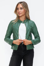Load image into Gallery viewer, Women Classic Snobbish Faux Leather Zip-Up Drawstring Hooded Jacket Edgy &amp; Casual PU Leather Jacket For Streetwear
