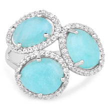 Load image into Gallery viewer, 5.30 Carat Genuine Amazonite And White Topaz .925 Sterling Silver Ring
