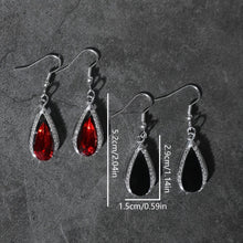 Load image into Gallery viewer, A Stylish And Exquisite Set of Black And Red Teardrop Glass Pendant Earrings And Necklace, Perfect for Valentine'S Day, Anniversaries, Birthdays, Parties, Weddings, And As Jewelry Gifts.
