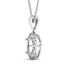 Load image into Gallery viewer, 0.09 Carat Genuine White Diamond 14K White Gold Semi Mount Pendant - holds 8x8mm Cushion Gemstone
