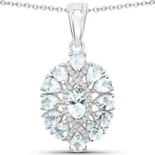 Load image into Gallery viewer, 1.89 Carat Genuine Aquamarine and White Topaz .925 Sterling Silver Pendant
