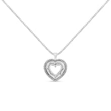 Load image into Gallery viewer, .925 Sterling Silver 1.0 Ctw Diamond Shadow Open Heart Halo 18" Pendant Necklace (I-J Color, I1-I2 Clarity)
