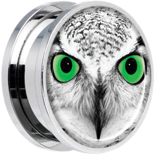 Load image into Gallery viewer, Black White Owl Steel Screw Fit Plug Set 20mm
