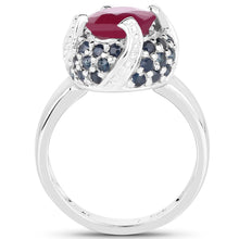 Load image into Gallery viewer, 3.70 Carat Glass Filled Ruby and Blue Sapphire .925 Sterling Silver Ring
